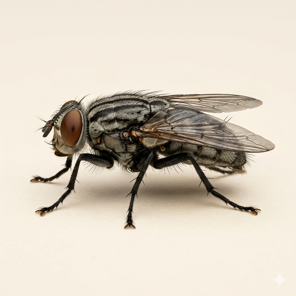 Illustration of a house fly used for the house fly pest control card